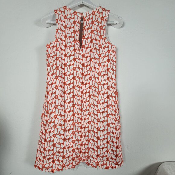 Ann Mashburn Women Sleeveless Floral Embroidered Mini Dress Medium Orange Cotton - Picture 2 of 11
